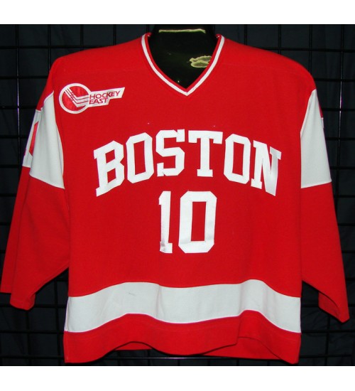 Custom NCAA 2004-05 Boston University Terriers BU 10 Bryan Ewing Hockey Jersey Red